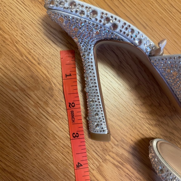 NWOT Sequin Glitter Bow Heeled Mules | Silver Mules | Glitter Mules - Picture 10 of 10